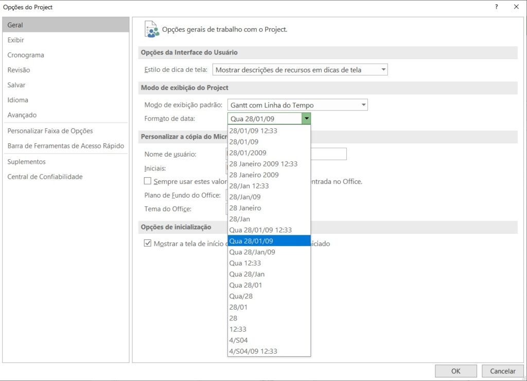 Como Configurar o Project Desktop Para Seus Cronogramas