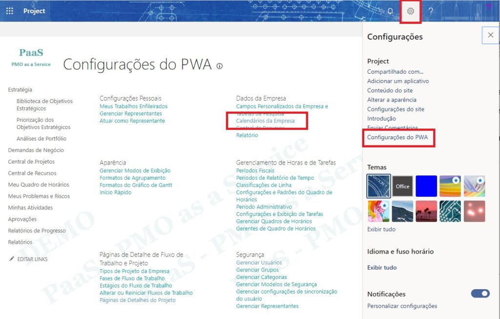 Como Criar Calendários da Empresa no Project Online