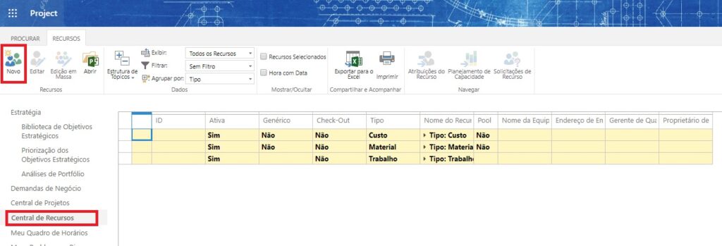 Como Criar e Editar Recursos Corporativos no Project Online