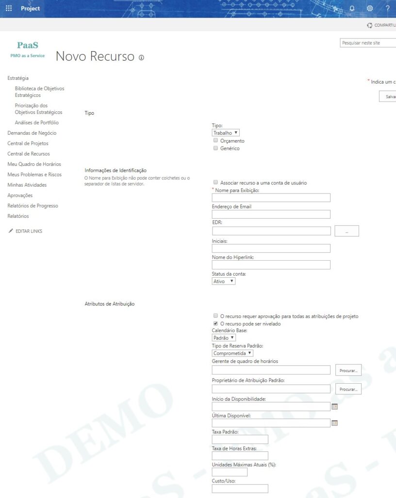 Como Criar e Editar Recursos Corporativos no Project Online